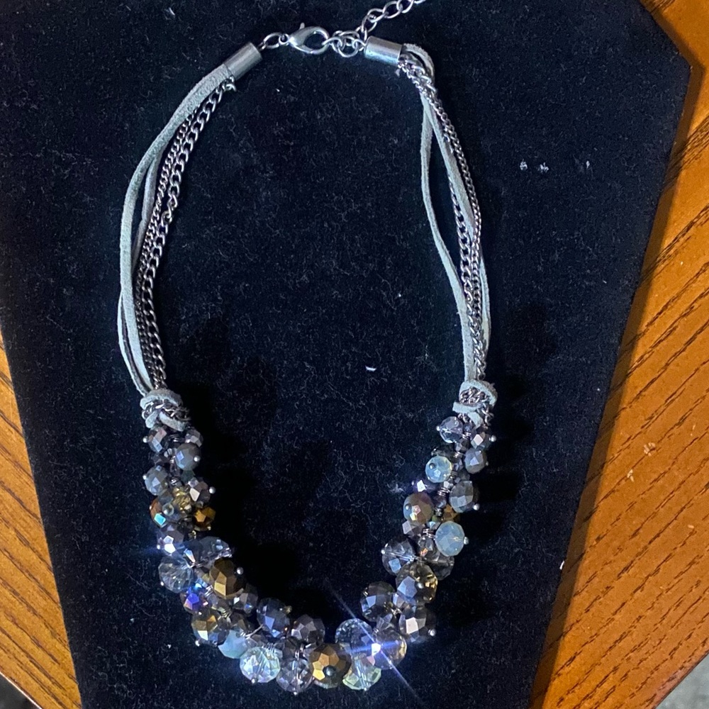 Ali Khan Silver and Gold Crystal Necklace